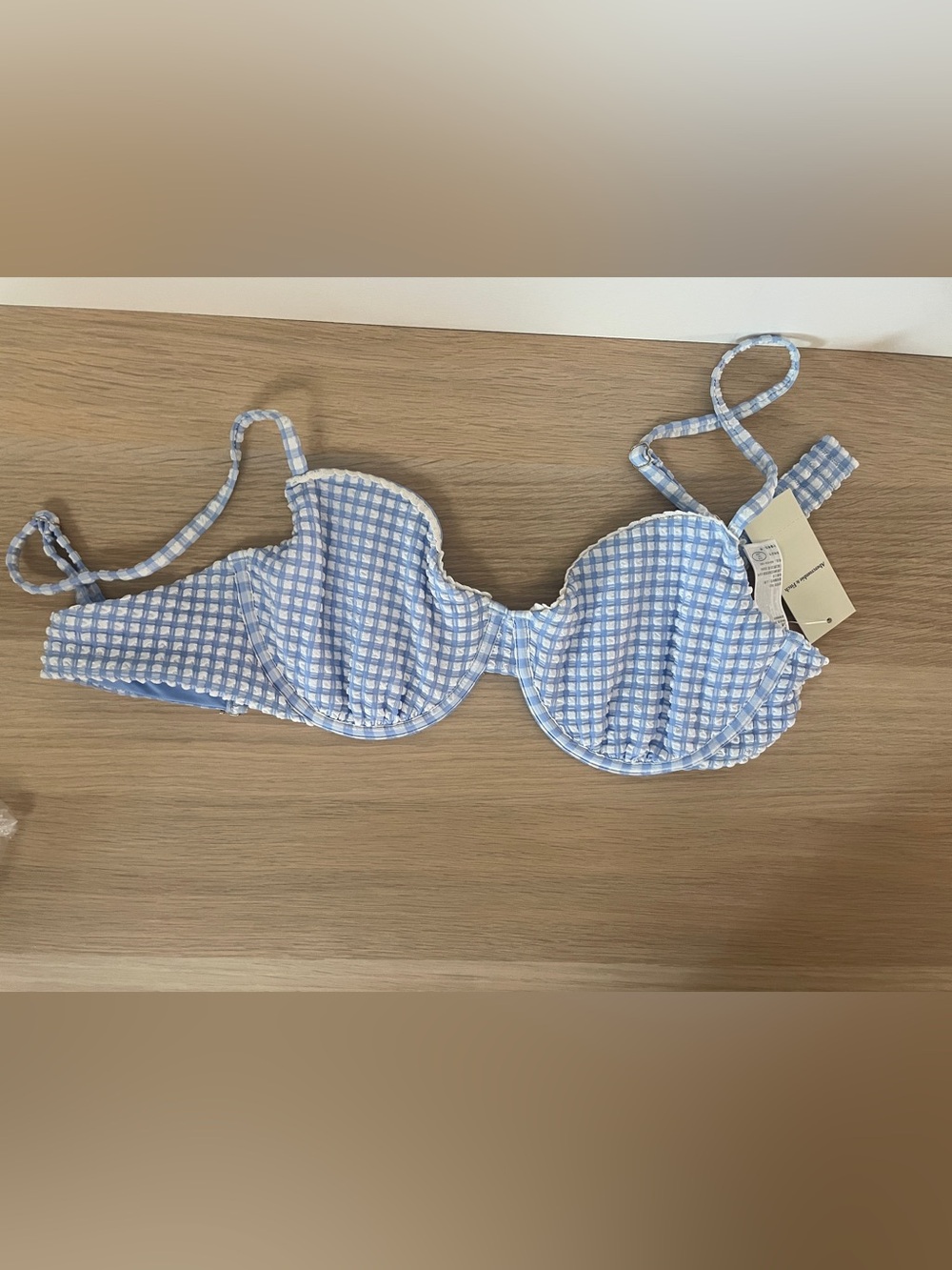 Blue Gingham Balconette Underwire Bikini Top